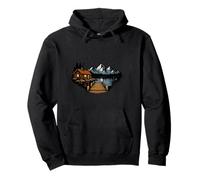 Mountain Lake Cabin Retro Outdoor Adventure Pullover Hoodie