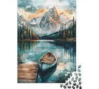 Mountain Lake Canoe 1000 Piece Jigsaw Puzzle Paper Puzzle for Adults Scenic Nature View Focus Leisure Home Decor 38x26cm/1000pcs
