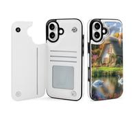 Mountain Lake House Swan Wallet Phone Case Compatible with iPhone 16 Plus Flip Phone Case with Card Holder