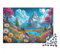 Mountain Lake Landscape 1000 Piece Thick Cardboard Jigsaw Puzzle Solo Challenging Educational Single Player for Adults Enthusiasts Office Break Frost Peak Puzzle 52x38cm/1000pcs