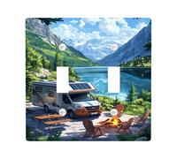 Mountain Lake Light Switch Cover Plates/Outlet Covers, Scenic Nature Landscape for Home Decor, Thermoplastic Wall Plates, Standard Size Double Toggle