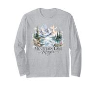 Mountain Lake Magic Watercolor Landscape Long Sleeve T-Shirt