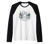 Mountain Lake Magic Watercolor Landscape Raglan Baseball Tee
