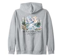 Mountain Lake Magic Watercolor Landscape Zip Hoodie