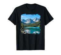 Mountain Lake Reflection Alpine Scenic Landscape Graphic T-Shirt