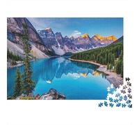 Mountain Lake Reflection Christmas 1000 Piece Jigsaw Puzzle for Adults Bright Blue Alpine Lake Surrounded by Rocky Ranges Premium Sturdy Vibrant Challenging Gift 70x50cm/1000pcs