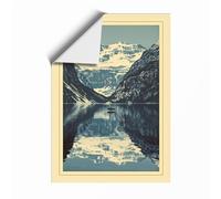 Mountain Lake Reflection Scandinavian Unframed Wall Art Print A2 (59.4×42cm), Wall Decor for Living Room, Bedroom, Office & Home, Art Gift