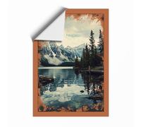 Mountain Lake Reflection Vintage Unframed Wall Art Print A4 (29.7×21cm), Wall Decor for Living Room, Bedroom, Office & Home, Art Gift