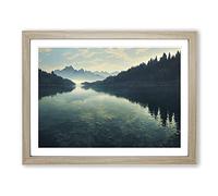 Mountain Lake Reflection Vol.1 Framed Print | A3 Oak Framed Wall Art | Ready to Hang | Modern Landscape Picture | Living Room Bedroom Lounge Office