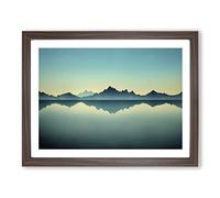 Mountain Lake Reflection Vol.2 Framed Print | A4 Walnut Framed Wall Art | Ready to Hang | Modern Landscape Picture | Living Room Bedroom Lounge Office