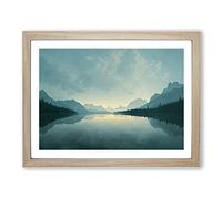 Mountain Lake Reflection Vol.3 Framed Print | A3 Oak Framed Wall Art | Ready to Hang | Modern Landscape Picture | Living Room Bedroom Lounge Office