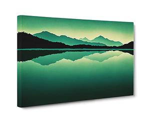 Mountain Lake Reflections Canvas Print | Gallery Wrapped 30mm Frame Wall Art | 30x20 inches | Ready to Hang | Contemporary Landscape Picture | Living Room Bedroom Lounge Office