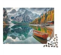 Mountain Lake Scene 1000 Piece Gift Giving Puzzle for Adults Still Lake Mirroring Snowy Peaks And Fall Woods Premium Sturdy Vibrant Challenging Hard Stress Relief 52x38cm/1000pcs