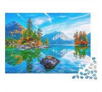 Mountain Lake Scenery 1000 Pieces Puzzle ForAdults Kids Beautiful View Lake Island View Home Decoration Decompression Jigsaw Gifts Challenging Puzzles Puzzle Game 52x38cm/1000pcs