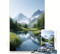 Mountain Lake Serenity 1000 Pieces Jigsaw Puzzles for Adults Mental Exercise Stress Relief Fun Snug Lock Memorable Gift size 38x52cm