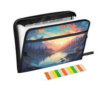 Mountain Lake Sunset Orange Accordion File Organizer Portable Expanding File Folder with Safe Zipper & Colorful Labels for Receipt A4 Papers Important Document Storage Letter