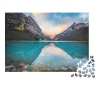 Mountain Lake Sunset Premium 1000 Piece Jigsaw Puzzle for AdultsSteep Mountain Gorge with Mirror Lake Stillness Thick Sturdy Vibrant Challenging Stress Relief Game 52x38cm/1000pcs