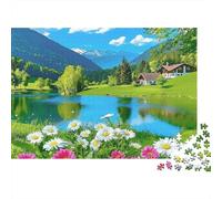Mountain Lake View_1 1000 Piece Puzzles for Adults with No Reflection Colourful Jigsaws As A Brain Training Puzzle for Wall Decoration And Gifts 52x38cm/1000pcs