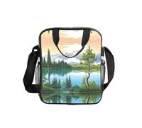 Mountain Lake View Sunny Day Nature Print Clear Pvc Waterproof Tote Transparent See Through Lunch Handbag,Travel Toiletry Bag,Women Men Work Shopping