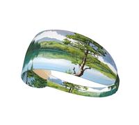 Mountain Lake View Sunny Day Nature Print Fashionable Elastic Sports Headband - Sweat Absorbing And Breathable, Suitable For Various Sports Running, Yoga, Fitness, Etc