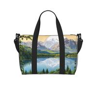 Mountain Lake View Sunny Day Nature Print Gym Bag for Women, Weekender Overnight Bag,Personal Item Bag, Shoulder Bag for Women Men,One Size