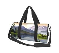 (Mountain Lake View Sunny Day Nature) Print Round Large Travel Bag - Multi-Compartment Organizer Lightweight for Trips & Sports