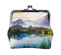 Mountain Lake View Sunny Day Nature Print Women's Mini Coin Purse Leather Wallet Pouch for Daily Use and Gifts 1PCS