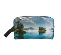 Mountain Lake View Sunny Day Nature Printed Makeup Bag Large Travel Cosmetic Bags Waterproof Cosmetic Case Toiletry Bag Organizer for Women Mom Girls