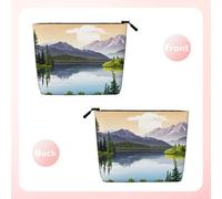 Mountain Lake View Sunny Day Nature - Themed Makeup Bag - Waterproof Hemp Cosmetic Pouch for Travel, Daily Use & Gifts (9.5x6.7x2in)