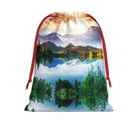 Mountain Lake View Sunny Day Nature Ultra Soft Velvet Gift Bag, Comfortable To The Touch, Reusable