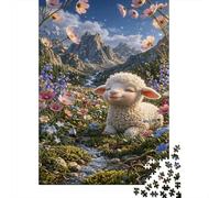 Mountain Lamb 1000 Piece Jigsaw As A Wildflower Field for Family Weekend Activity Participants Stress Relief Unique Pattern 52x38cm/1000pcs