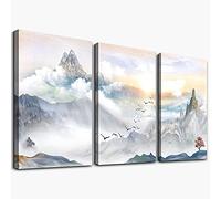 Mountain Landscape Abstract Painting Canvas Wall Art For Living Room Bathroom Wall Decor For Bedroom Kitchen Artwork Canvas Prints 3 Pieces Modern Framed Office Home Decorations Watercolor Picture