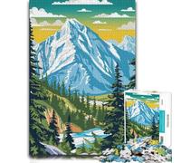 Mountain Landscape Art Siberia Wooden Jigsaw Puzzle for Adults | A hands-on home pastime: easier piece organisation during indoor leisure.