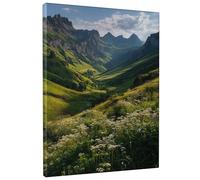 Mountain Landscape Canvas Wall Art, Green Nature Scenery Poster Prints, Scenic Wall Art Home Aesthetic Decor For Living Room, Bedroom, Office, Wrapped Canvas 12x16 Inch