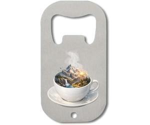 Mountain Landscape Emerging from A Cup Stainless Steel Bottle Opener Silver