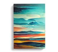 Mountain Landscape In Abstract No.3 Canvas Print | Gallery Wrapped 30mm Frame Wall Art | 30x20 inches | Ready to Hang | Abstract Landscape Picture | Living Room Bedroom Lounge Office
