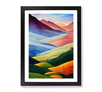 Mountain Landscape In Watercolour No.6 Framed Print for Living Room Bedroom Home Office Décor, Wall Art Picture Ready to Hang, Black A4 Frame (34 x 25 cm)