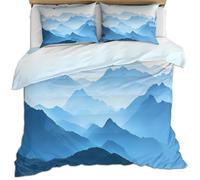 Mountain Landscape Kids Double Duvet Cover Set Misty Mountain Boys Bed Set Nature Landscape Kids Bedding Sets for Girls Abstract Bedding Comforter Cover Sets Natural Landscape Quilt Duvet Cover