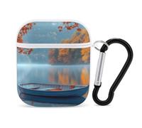 Mountain Landscape Lake Boat Earphone Case Cover Compatible with AirPods 1&2 Shockproof Bluetooth Headset Case White-style