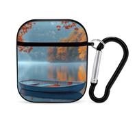 Mountain Landscape Lake Boat Earphone Case Cover Compatible with AirPods 1&2 Shockproof Bluetooth Headset Case Black-style