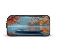 Mountain Landscape Lake Boat Pencil Case Cute Pen Pouch Cosmetic Bag Pecil Box Organizer for Travel Office