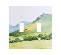 Mountain Landscape Light Switch Cover Plate/Outlet Covers, Soft Green Nature Scenes for Wall Decor, Thermoplastic Wall Plates, Standard Size Double Toggle