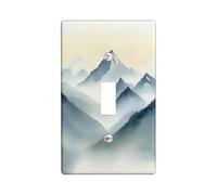 Mountain Landscape Light Switch Cover Plate, Soft Blue and Gray Nature Design for Wall Accents, Thermoplastic Wall Plates, Standard Size Single Toggle