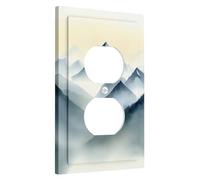 Mountain Landscape Light Switch Cover Plate, Soft Blue and Gray Nature Design for Wall Accents, Thermoplastic Wall Plates, Standard Size Single Duplex Outlet