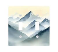 Mountain Landscape Light Switch Cover Plate, Soft Blue and Gray Nature Design for Wall Accents, Thermoplastic Wall Plates, Standard Size Double Toggle