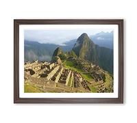 Mountain Landscape Machu Picchu Peru Framed Wall Art Print A4 Walnut
