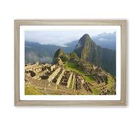 Mountain Landscape Machu Picchu Peru Modern Framed Print | A4 Oak Framed Wall Art | Ready to Hang | Modern Landscape Picture | Living Room Bedroom Lounge Office