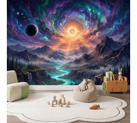 Mountain Landscape Nebula Planet Photo Wallpaper for Bedroom, Fantasy Universe Wall Mural for Living Room Kids Bedroom Lounge Reading Room Studio, Home Decoration Wall Papers 400 x 280cm