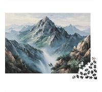Mountain Landscape Painting Jigsaw Puzzles Puzzles for Adults Kids. 1000 Pieces Interesting Whimsical Challenge Toy Educational Games Home Decoration for Educational Games Gifts 52x38cm/1000pcs