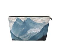 Mountain Landscape Prints PVC Leather Travel Toiletry Bag with Gold Zippers, Waterproof Cosmetic Organiser for Makeup, Toiletries & Essentials